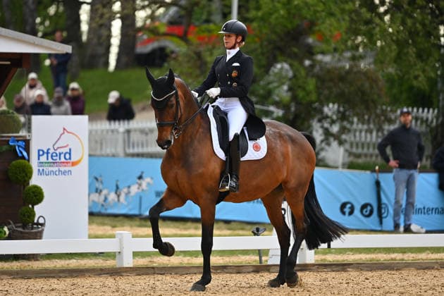 Jessica VON BREDOW WERNDL on Times Kismet, Action,Dressage,Dressage Horse International 2026 on 15 05 2026 in Munich Riem,Olympia Equestrian Center Â