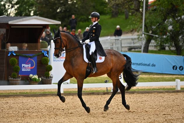 Jessica VON BREDOW WERNDL on Times Kismet, Action,Dressage,Dressage Horse International 2026 on 15 05 2026 in Munich Riem,Olympia Equestrian Center Â