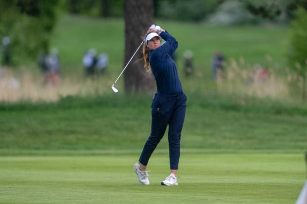 Amundi German Masters - Seond Round Leonie Harm of Germany plays from the fairway on the 18th hole during the second round of the Amundi German Masters at Green Eagle Golf Courses in Hamburg, Germany, on May 15, 2026. Hamburg Germany  Copyright: xAndyxAstfalckx originalFilename:astfalck-amundige260515_npTtD.jpg