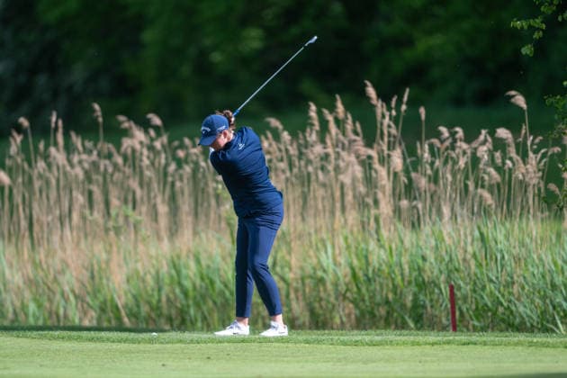 Amundi German Masters - Seond Round Lorna Mcclymont of Scotland plays from the fairway on the 18th hole during the second round of the Amundi German Masters at Green Eagle Golf Courses in Hamburg, Germany, on May 15, 2026. Hamburg Germany  Copyright: xAndyxAstfalckx originalFilename:astfalck-amundige260515_np9Ya.jpg