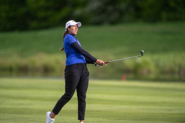 Amundi German Masters - Seond Round Daniela Darquea of Ecuador plays from the fairway on the 18th hole during the second round of the Amundi German Masters at Green Eagle Golf Courses in Hamburg, Germany, on May 15, 2026. Hamburg Germany  Copyright: xAndyxAstfalckx originalFilename:astfalck-amundige260515_npeQp.jpg