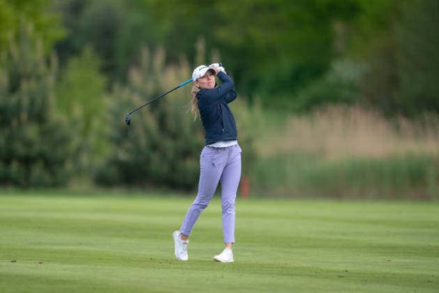 Amundi German Masters - Seond Round Emma Spitz of Austria plays from the fairway on the 18th hole during the second round of the Amundi German Masters at Green Eagle Golf Courses in Hamburg, Germany, on May 15, 2026. Hamburg Germany  Copyright: xAndyxAstfalckx originalFilename:astfalck-amundige260515_npFER.jpg