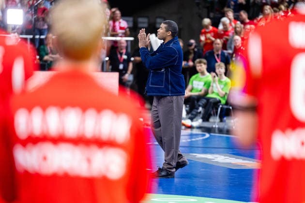 Denmark v Germany, International handball friendly, Copenhagen, Denmark Copenhagen, Denmark. 15th, May 2026. Mads Mensah Larsen retires from the national team, Nationalteam and is praised by fans and players after the test match between Denmark and Germany at Royal Arena in Copenhagen. Denmark, Copenhagen  Copyright: xGonzalesxPhoto TobiasxJorgensenx