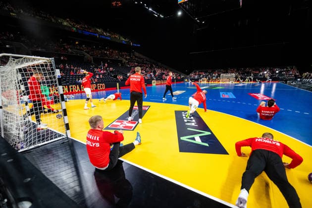 Denmark v Germany, International handball friendly, Copenhagen, Denmark Copenhagen, Denmark. 15th, May 2026. The players of Denmark warm up for the test match between Denmark and Germany at Royal Arena in Copenhagen. Denmark, Copenhagen  Copyright: xGonzalesxPhoto TobiasxJorgensenx