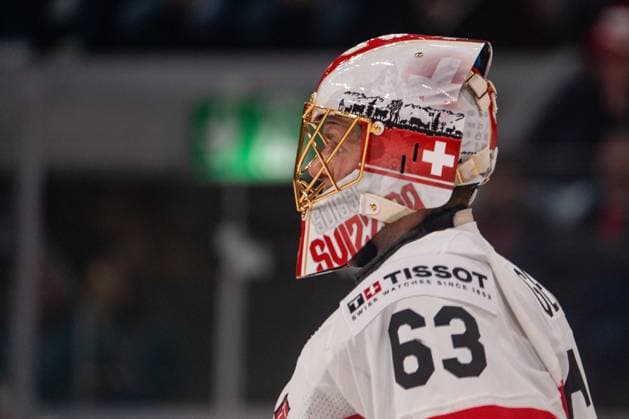 ZURICH, ZURICH - MAY 15: Leonardo Genoni of Switzerland during the 2026 IIHF World Championship, WM, Weltmeisterschaft Group A match between Switzerland and USA at Swiss Life Arena on May 15, 2026 in Zurich, Zurich, Switzerland. Copyright: xLivioxBaeriswylx xSPPx Sportspressphoto_SPR147430