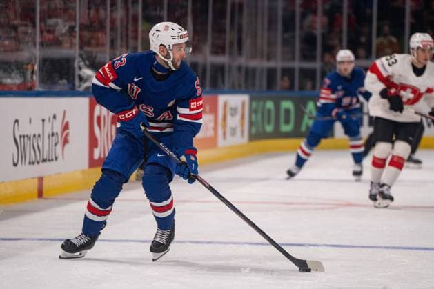 ZURICH, ZURICH - MAY 15: Max Sasson of USA during the 2026 IIHF World Championship, WM, Weltmeisterschaft Group A match between Switzerland and USA at Swiss Life Arena on May 15, 2026 in Zurich, Zurich, Switzerland. Copyright: xLivioxBaeriswylx xSPPx Sportspressphoto_SPR147434