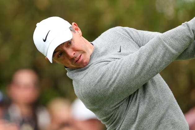 NEWTON SQUARE, PA - MAY 15: Rory MciIlory of Northern Ireland tees of at the first tee during Round 2 of the 2026 PGA, Golf Herren Championship on May 15, 2026 at Aronimink Golf Club in Newtown Square, Pennsylvania. (Photo by Rich Graessle Icon Sportswire) GOLF: MAY 15 PGA PGA Championship EDITORIAL USE ONLY Icon260515255872