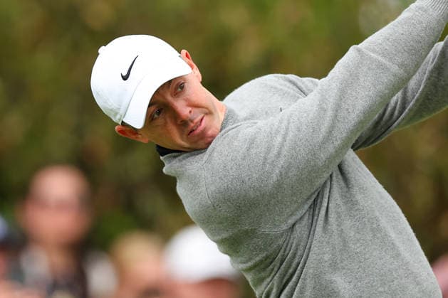 NEWTON SQUARE, PA - MAY 15: Rory MciIlory of Northern Ireland tees of at the first tee during Round 2 of the 2026 PGA, Golf Herren Championship on May 15, 2026 at Aronimink Golf Club in Newtown Square, Pennsylvania. (Photo by Rich Graessle Icon Sportswire) GOLF: MAY 15 PGA PGA Championship EDITORIAL USE ONLY Icon260515255882