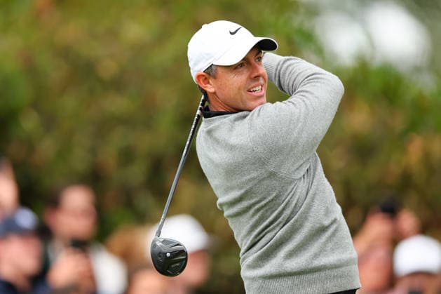 NEWTON SQUARE, PA - MAY 15: Rory MciIlory of Northern Ireland tees of at the first tee during Round 2 of the 2026 PGA, Golf Herren Championship on May 15, 2026 at Aronimink Golf Club in Newtown Square, Pennsylvania. (Photo by Rich Graessle Icon Sportswire) GOLF: MAY 15 PGA PGA Championship EDITORIAL USE ONLY Icon260515255912