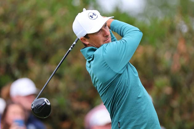 NEWTON SQUARE, PA - MAY 15: Jordan Spieth of the United States tees of at the first tee during Round 2 of the 2026 PGA, Golf Herren Championship on May 15, 2026 at Aronimink Golf Club in Newtown Square, Pennsylvania. (Photo by Rich Graessle Icon Sportswire) GOLF: MAY 15 PGA PGA Championship EDITORIAL USE ONLY Icon260515255942