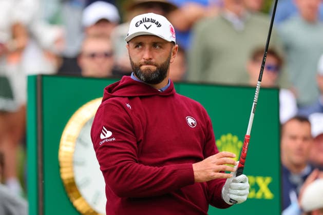 NEWTON SQUARE, PA - MAY 15: Jon Rahm of Spain tees of at the first tee during Round 2 of the 2026 PGA, Golf Herren Championship on May 15, 2026 at Aronimink Golf Club in Newtown Square, Pennsylvania. (Photo by Rich Graessle Icon Sportswire) GOLF: MAY 15 PGA PGA Championship EDITORIAL USE ONLY Icon260515255992