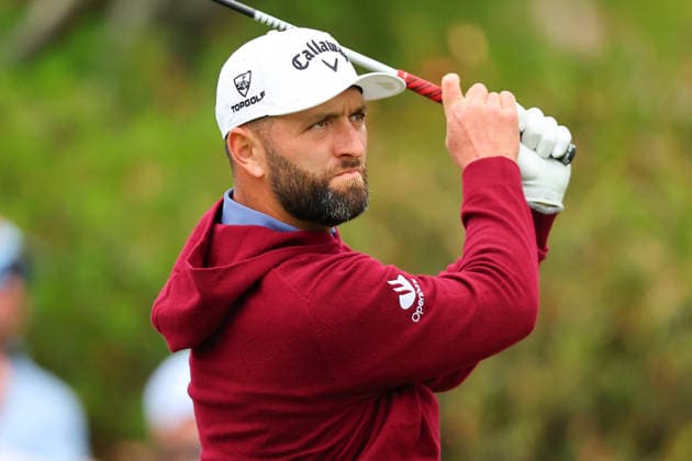 NEWTON SQUARE, PA - MAY 15: Jon Rahm of Spain tees of at the first tee during Round 2 of the 2026 PGA, Golf Herren Championship on May 15, 2026 at Aronimink Golf Club in Newtown Square, Pennsylvania. (Photo by Rich Graessle Icon Sportswire) GOLF: MAY 15 PGA PGA Championship EDITORIAL USE ONLY Icon260515256042