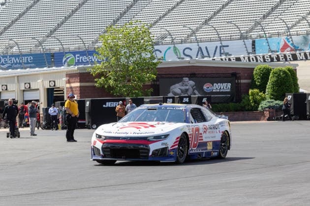 DOVER, DE - MAY 15: Ty Dillon ( 10 Kaulig Racing Patriot Mobile Chevrolet) heads back to the track during practice for Sunday™s NASCAR, Motorsport, USA Cup Series All-Star Race on May 15, 2026, at Dover Motor Speedway in Dover, DE. (Photo by David Hahn Icon Sportswire) AUTO: MAY 15 NASCAR Cup Series All-Star Race EDITORIAL USE ONLY Icon260515019