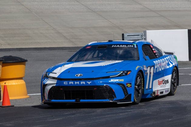 DOVER, DE - MAY 15: Denny Hamlin ( 11 Joe Gibbs Racing Progressive Insurance Toyota) heads back to the garage during practice for Sunday™s NASCAR, Motorsport, USA Cup Series All-Star Race on May 15, 2026, at Dover Motor Speedway in Dover, DE. (Photo by David Hahn Icon Sportswire) AUTO: MAY 15 NASCAR Cup Series All-Star Race EDITORIAL USE ONLY Icon260515022