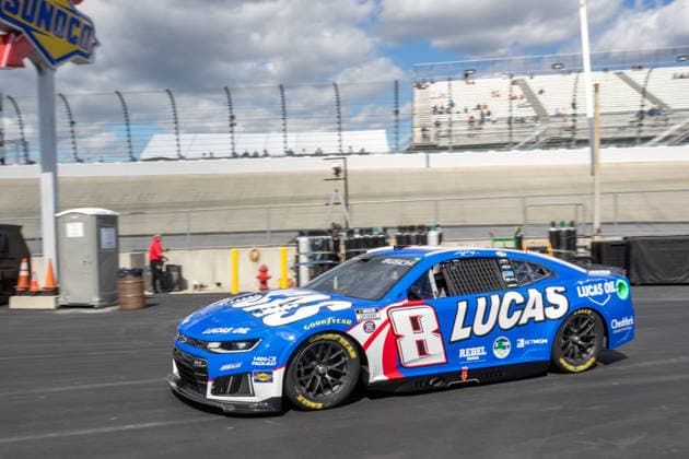 DOVER, DE - MAY 15: Kyle Busch ( 8 Richard Childress Racing Lucas Oil Chevrolet) heads back to the garage during practice for Sunday™s NASCAR, Motorsport, USA Cup Series All-Star Race on May 15, 2026, at Dover Motor Speedway in Dover, DE. (Photo by David Hahn Icon Sportswire) AUTO: MAY 15 NASCAR Cup Series All-Star Race EDITORIAL USE ONLY Icon260515024