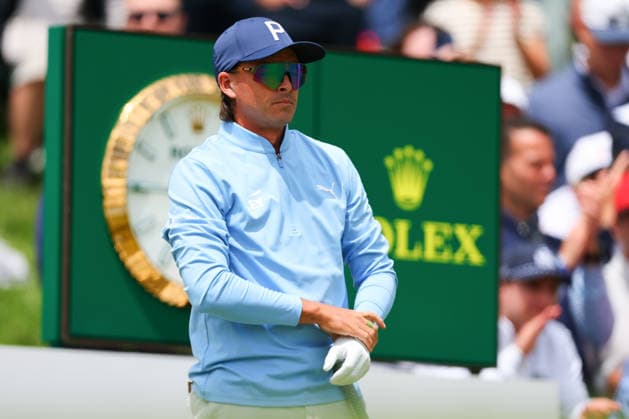 NEWTON SQUARE, PA - MAY 15: Rickie Fowler of the United Stated tees off at the tenth tee during Round 2 of the 2026 PGA, Golf Herren Championship on May 15, 2026 at Aronimink Golf Club in Newtown Square, Pennsylvania. (Photo by Rich Graessle Icon Sportswire) GOLF: MAY 15 PGA PGA Championship EDITORIAL USE ONLY Icon260515256472