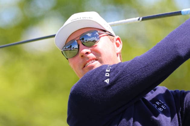 NEWTON SQUARE, PA - MAY 15: Ben Griffin of the United States tees off at the tenth tee during Round 2 of the 2026 PGA, Golf Herren Championship on May 15, 2026 at Aronimink Golf Club in Newtown Square, Pennsylvania. (Photo by Rich Graessle Icon Sportswire) GOLF: MAY 15 PGA PGA Championship EDITORIAL USE ONLY Icon260515256542