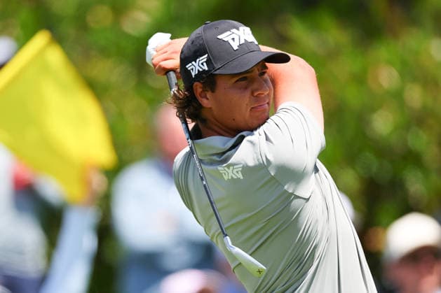 NEWTON SQUARE, PA - MAY 15: Aldrich Potgieter of South Africa tees off at the first tee during Round 2 of the 2026 PGA, Golf Herren Championship on May 15, 2026 at Aronimink Golf Club in Newtown Square, Pennsylvania. (Photo by Rich Graessle Icon Sportswire) GOLF: MAY 15 PGA PGA Championship EDITORIAL USE ONLY Icon260515256582