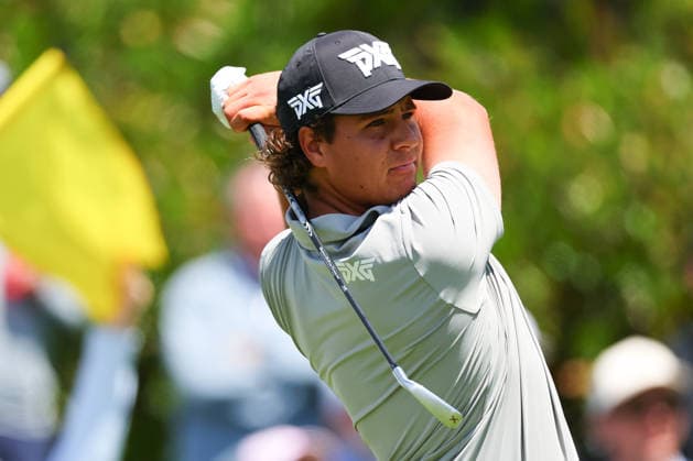 NEWTON SQUARE, PA - MAY 15: Aldrich Potgieter of South Africa tees off at the first tee during Round 2 of the 2026 PGA, Golf Herren Championship on May 15, 2026 at Aronimink Golf Club in Newtown Square, Pennsylvania. (Photo by Rich Graessle Icon Sportswire) GOLF: MAY 15 PGA PGA Championship EDITORIAL USE ONLY Icon260515256592