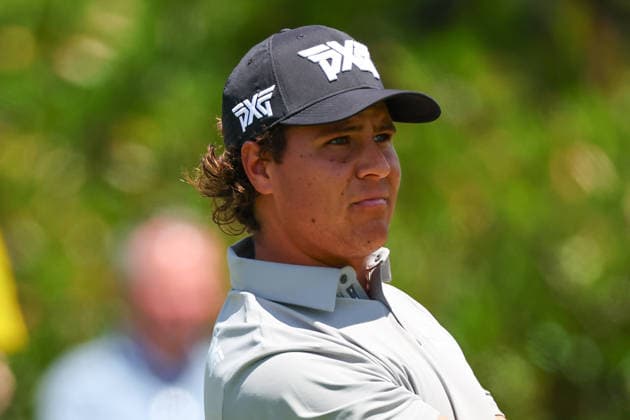 NEWTON SQUARE, PA - MAY 15: Aldrich Potgieter of South Africa tees off at the first tee during Round 2 of the 2026 PGA, Golf Herren Championship on May 15, 2026 at Aronimink Golf Club in Newtown Square, Pennsylvania. (Photo by Rich Graessle Icon Sportswire) GOLF: MAY 15 PGA PGA Championship EDITORIAL USE ONLY Icon260515256612