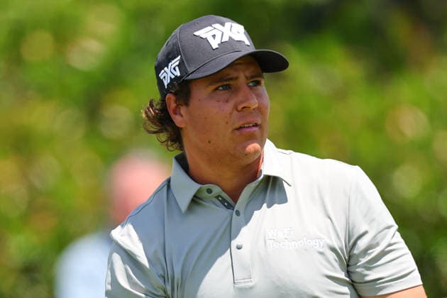 NEWTON SQUARE, PA - MAY 15: Aldrich Potgieter of South Africa tees off at the first tee during Round 2 of the 2026 PGA, Golf Herren Championship on May 15, 2026 at Aronimink Golf Club in Newtown Square, Pennsylvania. (Photo by Rich Graessle Icon Sportswire) GOLF: MAY 15 PGA PGA Championship EDITORIAL USE ONLY Icon260515256622