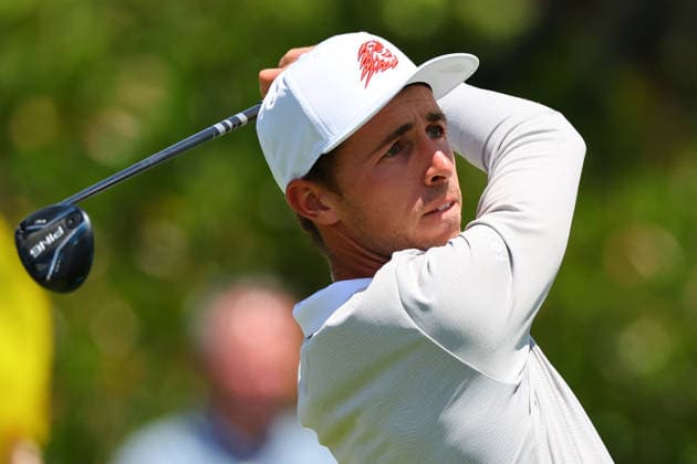 NEWTON SQUARE, PA - MAY 15: David Puig of Spain tees off at the first tee during Round 2 of the 2026 PGA, Golf Herren Championship on May 15, 2026 at Aronimink Golf Club in Newtown Square, Pennsylvania. (Photo by Rich Graessle Icon Sportswire) GOLF: MAY 15 PGA PGA Championship EDITORIAL USE ONLY Icon260515256682
