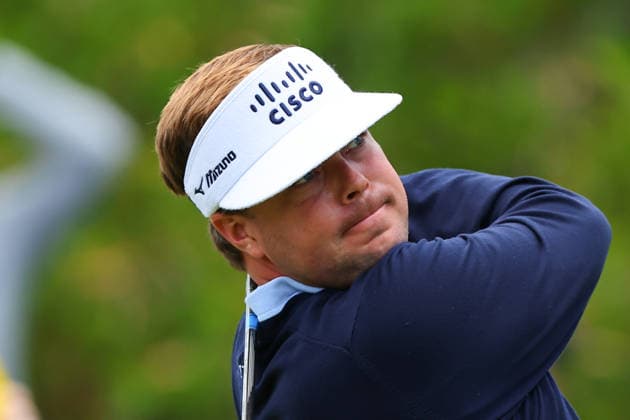 NEWTON SQUARE, PA - MAY 15: Keith Mitchell of the United States tees off at the first tee during Round 2 of the 2026 PGA, Golf Herren Championship on May 15, 2026 at Aronimink Golf Club in Newtown Square, Pennsylvania. (Photo by Rich Graessle Icon Sportswire) GOLF: MAY 15 PGA PGA Championship EDITORIAL USE ONLY Icon260515256782