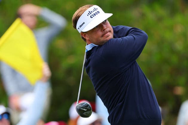 NEWTON SQUARE, PA - MAY 15: Keith Mitchell of the United States tees off at the first tee during Round 2 of the 2026 PGA, Golf Herren Championship on May 15, 2026 at Aronimink Golf Club in Newtown Square, Pennsylvania. (Photo by Rich Graessle Icon Sportswire) GOLF: MAY 15 PGA PGA Championship EDITORIAL USE ONLY Icon260515256792