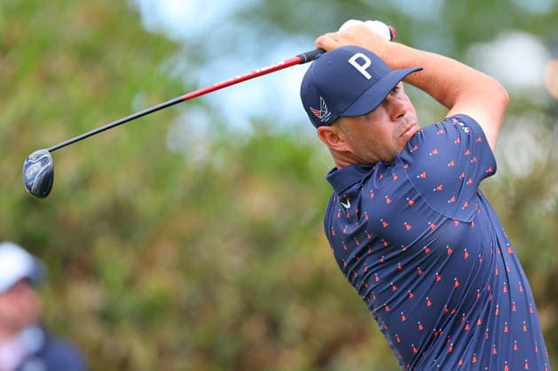NEWTON SQUARE, PA - MAY 15: Gary Woodland of the United States tees off at the first tee during Round 2 of the 2026 PGA, Golf Herren Championship on May 15, 2026 at Aronimink Golf Club in Newtown Square, Pennsylvania. (Photo by Rich Graessle Icon Sportswire) GOLF: MAY 15 PGA PGA Championship EDITORIAL USE ONLY Icon260515256852