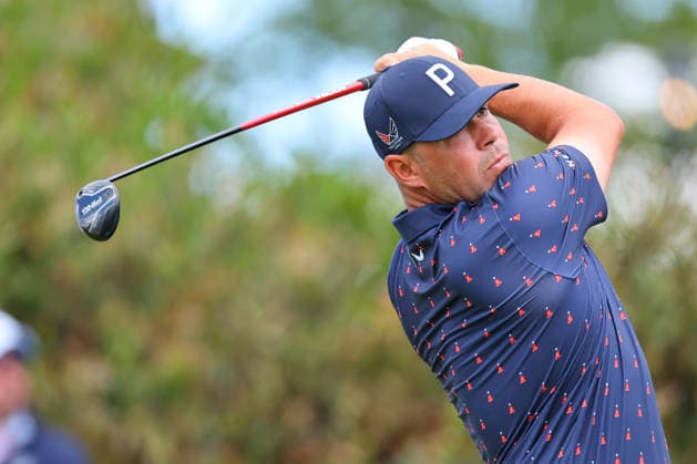 NEWTON SQUARE, PA - MAY 15: Gary Woodland of the United States tees off at the first tee during Round 2 of the 2026 PGA, Golf Herren Championship on May 15, 2026 at Aronimink Golf Club in Newtown Square, Pennsylvania. (Photo by Rich Graessle Icon Sportswire) GOLF: MAY 15 PGA PGA Championship EDITORIAL USE ONLY Icon260515256862