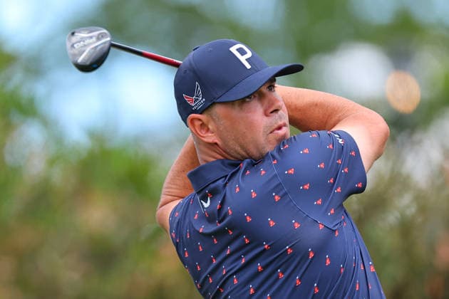 NEWTON SQUARE, PA - MAY 15: Gary Woodland of the United States tees off at the first tee during Round 2 of the 2026 PGA, Golf Herren Championship on May 15, 2026 at Aronimink Golf Club in Newtown Square, Pennsylvania. (Photo by Rich Graessle Icon Sportswire) GOLF: MAY 15 PGA PGA Championship EDITORIAL USE ONLY Icon260515256872