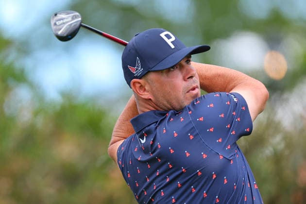 NEWTON SQUARE, PA - MAY 15: Gary Woodland of the United States tees off at the first tee during Round 2 of the 2026 PGA, Golf Herren Championship on May 15, 2026 at Aronimink Golf Club in Newtown Square, Pennsylvania. (Photo by Rich Graessle Icon Sportswire) GOLF: MAY 15 PGA PGA Championship EDITORIAL USE ONLY Icon260515256882