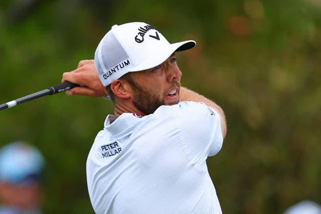 NEWTON SQUARE, PA - MAY 15: Sam Burns of the United States tees off at the first tee during Round 2 of the 2026 PGA, Golf Herren Championship on May 15, 2026 at Aronimink Golf Club in Newtown Square, Pennsylvania. (Photo by Rich Graessle Icon Sportswire) GOLF: MAY 15 PGA PGA Championship EDITORIAL USE ONLY Icon260515256942