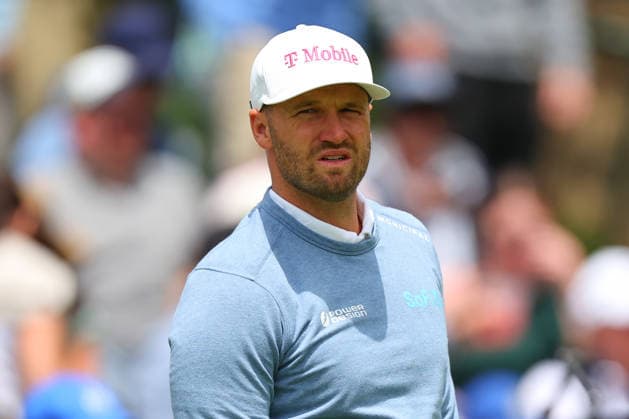 NEWTON SQUARE, PA - MAY 15: Wyndham Clark of the United States tees off at the first tee during Round 2 of the 2026 PGA, Golf Herren Championship on May 15, 2026 at Aronimink Golf Club in Newtown Square, Pennsylvania. (Photo by Rich Graessle Icon Sportswire) GOLF: MAY 15 PGA PGA Championship EDITORIAL USE ONLY Icon260515256972