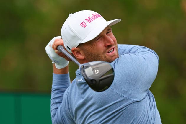 NEWTON SQUARE, PA - MAY 15: Wyndham Clark of the United States tees off at the first tee during Round 2 of the 2026 PGA, Golf Herren Championship on May 15, 2026 at Aronimink Golf Club in Newtown Square, Pennsylvania. (Photo by Rich Graessle Icon Sportswire) GOLF: MAY 15 PGA PGA Championship EDITORIAL USE ONLY Icon260515257022