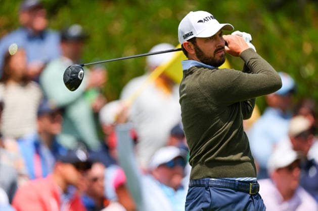 NEWTON SQUARE, PA - MAY 15: Patrick Cantlay of the United States tees off at the first tee during Round 2 of the 2026 PGA, Golf Herren Championship on May 15, 2026 at Aronimink Golf Club in Newtown Square, Pennsylvania. (Photo by Rich Graessle Icon Sportswire) GOLF: MAY 15 PGA PGA Championship EDITORIAL USE ONLY Icon260515257112
