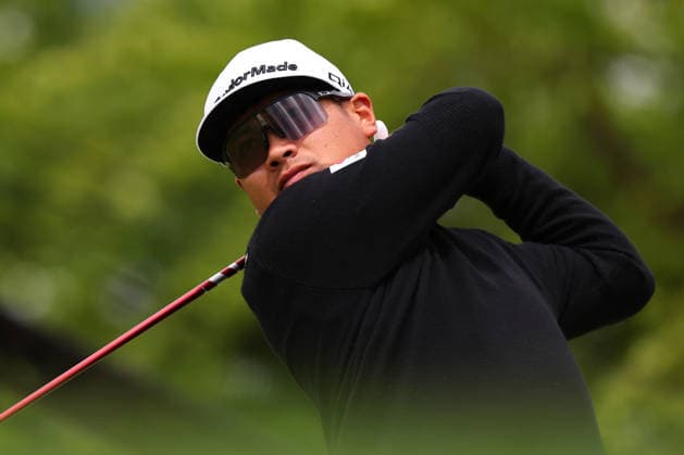 NEWTON SQUARE, PA - MAY 15: Kazuki Higa of Japan tees off at the tenth tee during Round 2 of the 2026 PGA, Golf Herren Championship on May 15, 2026 at Aronimink Golf Club in Newtown Square, Pennsylvania. (Photo by Rich Graessle Icon Sportswire) GOLF: MAY 15 PGA PGA Championship EDITORIAL USE ONLY Icon260515257352