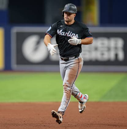 May 15, 2026, U.S.: Miami Marlins center fielder JAKOB MARSEE (87) rounds the bases after hitting a home run against the Tampa Bay Rays. The Tampa Bay Rays hosted the Miami Marlins at Tropicana Field in St. Petersburg, FL. MLB, Baseball Herren, USA 2026: Miami Marlins 2:7 Tampa Bay Rays  - ZUMAm299 20260515_znp_m299_035 Copyright: xTaylorxMcFeex