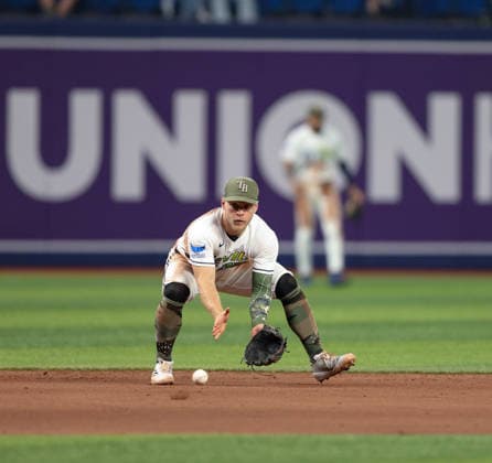 May 15, 2026, U.S.: Tampa Bay Rays shortstop TAYLOR WALLS (6) fields a ground ball in a game against the Miami Marlins. The Tampa Bay Rays hosted the Miami Marlins at Tropicana Field in St. Petersburg, FL. U.S. - ZUMAm299 20260515_znp_m299_019 Copyright: xTaylorxMcFeex