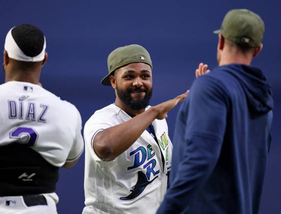 May 15, 2026, U.S.: Tampa Bay Rays third baseman JUNIOR CAMINERO (13) celebrates after a Rays victory against the Miami Marlins. The Tampa Bay Rays hosted the Miami Marlins at Tropicana Field in St. Petersburg, FL. U.S. - ZUMAm299 20260515_znp_m299_037 Copyright: xTaylorxMcFeex