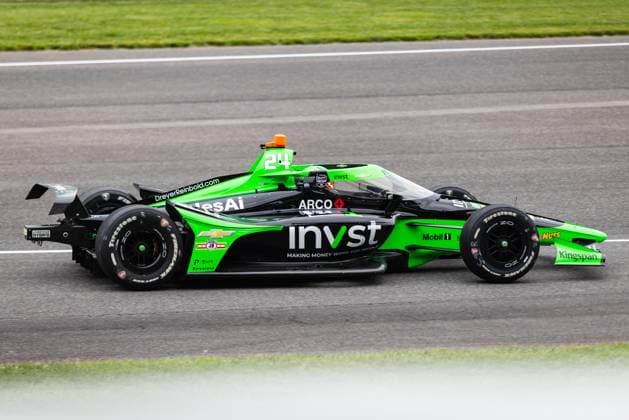 May 15, 2026, Speedway, Indiana, USA: JACK HARVEY, driver of the No. 24 Chevrolet for Dreyer & Reinbold Racing, drives out of pit lane during Fast Friday of the 110th Indianapolis 500 at Indianapolis Motor Speedway. IndyCar, Indy Car, IRL, USA 2026: Indy 500 Fast Friday Practice  - ZUMAw173 20260515_zsp_w173_035 Copyright: xLukexWelshx
