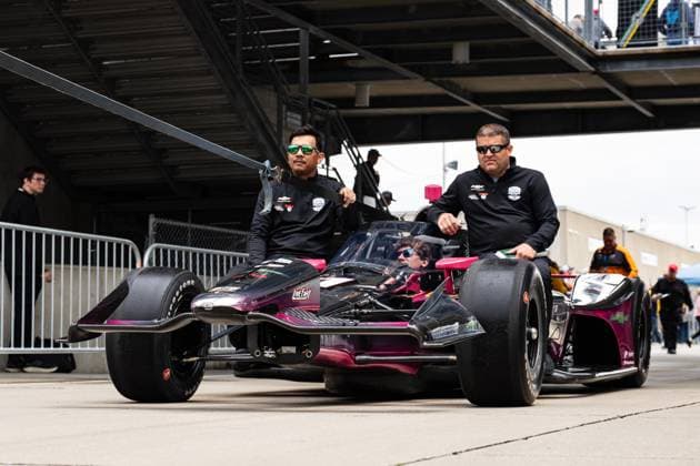 May 15, 2026, Speedway, Indiana, USA: Crew members for KATHERINE LEGGE, driver of the No. 11 Chevrolet for HMD Motorsports with A.J. Foyt Racing, take the car through Gasoline Alley during Fast Friday of the 110th Indianapolis 500 at Indianapolis Motor Speedway. Speedway USA - ZUMAw173 20260515_zsp_w173_060 Copyright: xLukexWelshx