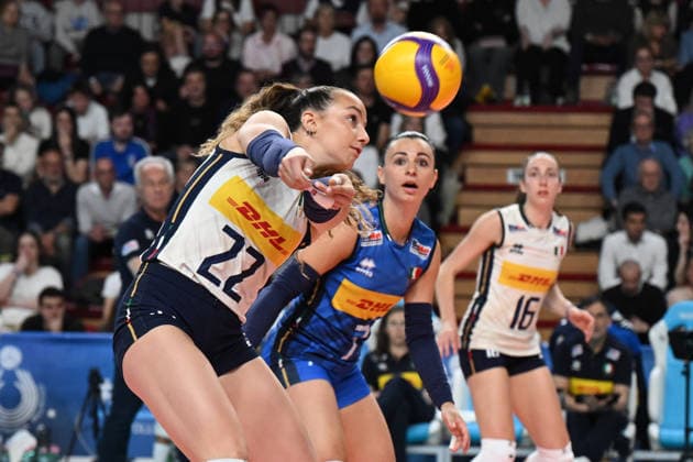 Italy v France - Test Match Giovannini Gaia of Italy competes during the Italy-France BPER test match at PalaIgor in Novara, Italy, on May 15, 2026. Novara Piemonte Italy  Copyright: xFedericoxManonix originalFilename:manoni-volleyba260515_npCPt.jpg