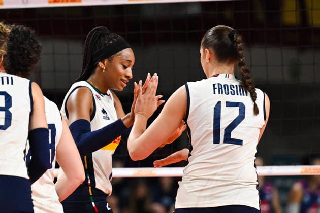 Italy v France - Test Match Omoruyi Oghosasere Loveth and Frosini Giorgia of Italy during the Italy-France BPER test match at PalaIgor in Novara, Italy, on May 15, 2026. Novara Piemonte Italy  Copyright: xFedericoxManonix originalFilename:manoni-volleyba260515_npBzm.jpg