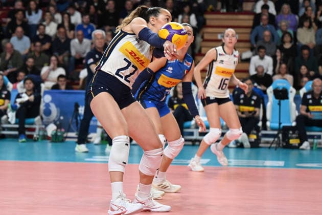 Italy v France - Test Match Giovannini Gaia of Italy competes during the Italy-France BPER test match at PalaIgor in Novara, Italy, on May 15, 2026. Novara Piemonte Italy  Copyright: xFedericoxManonix originalFilename:manoni-volleyba260515_npzJp.jpg