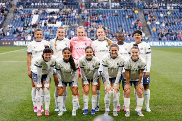 SEATTLE, WA - MAY 15: Players from the Seattle Reign pose for a photo before a game between Gotham FC and the Seattle Reign on May 15, 2026 at Lumen Field in Seattle, Washington. (Photo by Henry Rodenburg Icon Sportswire) SOCCER: MAY 15 NWSL Seattle Reign FC vs Gotham FC EDITORIAL USE ONLY Icon26051503