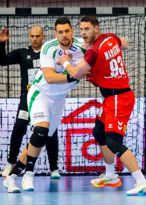 RECORD DATE NOT STATED 14.05.2026 Nis Nish Serbia Srbija-Hungary Magyarorszag World Championship, WM, Weltmeisterschaft qualification 2027 men s handball rukomet kezilabda Bence Banhidi(C) Hungary,Mijajlo Marsenic(R) Serbia :S.Sandic