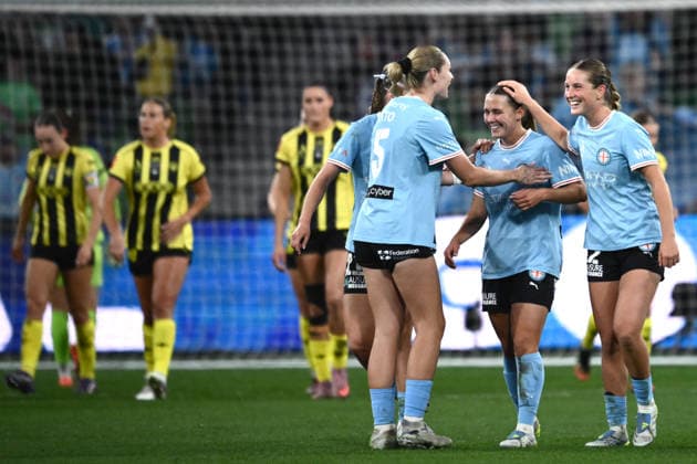 ALEAGUE WOMENS GRAND FINAL, Leticia McKenna of Melbourne City celebrates scoring a goal during the A-League Women Grand Final match between Melbourne City and Wellington Phoenix at in Melbourne, Saturday, May 16, 2026. ( NO ARCHIVING, EDITORIAL USE ONLY MELBOURNE VICTORIA AUSTRALIA  Copyright: xJOELxCARRETTx 20260516176003817068