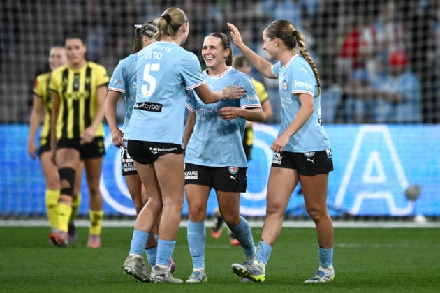 ALEAGUE WOMENS GRAND FINAL, Leticia McKenna of Melbourne City celebrates scoring a goal during the A-League Women Grand Final match between Melbourne City and Wellington Phoenix at in Melbourne, Saturday, May 16, 2026. ( NO ARCHIVING, EDITORIAL USE ONLY MELBOURNE VICTORIA AUSTRALIA  Copyright: xJOELxCARRETTx 20260516193826625669