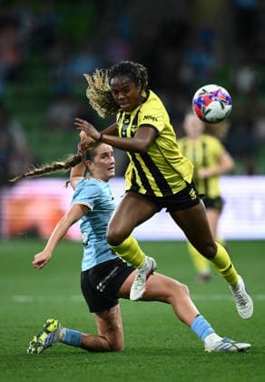 ALEAGUE WOMENS GRAND FINAL, Shelby McMahon of Melbourne City and Makala Woods of the Phoenix during the A-League Women Grand Final match between Melbourne City and Wellington Phoenix at in Melbourne, Saturday, May 16, 2026. ( NO ARCHIVING, EDITORIAL USE ONLY MELBOURNE VICTORIA AUSTRALIA  Copyright: xJOELxCARRETTx 20260516182489906760